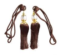 Un par de soportes de cortina, alzapaños de cortina con diseño de borla de bola de cuentas, elegantes soportes de cuerda para sala de estar, dormitorio, comedor (café rojo)