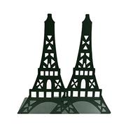 Un par de sujeta libros con diseño de la torre Eiffel para estantes organizadores, para soporte de libro de escritorio, metal decorativo, color negro