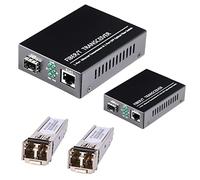 Un par de transceptores de fibra, 1.25G/s Bidi Gigabit multimodo SFP Ethernet convertidor de medios con 2 módulos LC dual incluidos, 10/100/1000Base-Tx a 1000Base-SX SMF RJ45 a SFP ranura de hasta 550
