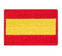 Un Parche Bordado de la Bandera de España con Borde Rojo - 6cm x 4cm - LaTextileria - Parche Bordado con Termoadhesivo - Borde ROJO