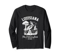 Un pelícano en el pantano Vintage Louisiana Souvenir Manga Larga