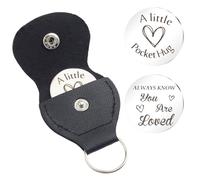 Un pequeño abrazo de bolsillo como recuerdo de una relación de larga distancia, moneda de doble bolsillo, regalo inspirador a ambos lados, estuche de cuero para llavero para mujeres e hijas, Navidad,