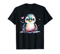 Un pequeño pájaro pingüino bebé Lindo con Corazones pingüinos Camiseta