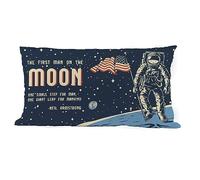 Un pequeño paso para el hombre, un salto gigante para la humanidad, funda de almohada horizontal colorida espacial suave funda de cojín decoración de granja para cama sofá de 20 x 12 pulgadas, regalo
