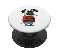 Un Perro tímido Leyendo Libros Quiet Bookworm Canine PopSockets PopGrip Adhesivo