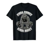 Un Poco Grueso un Poco Hunky Divertido hipopótamo Levantamiento de Pesas Camiseta