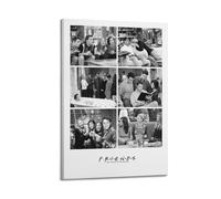 Un póster en blanco y negro con seis paneles que muestran el elenco principal de la serie de televisión Friends in Various Scenes, póster decorativo de lienzo para pared e impresión artística moderna