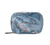Un primer plano de un patrón abstracto de mármol bolsas con compartimentos desmontables organizador de píldoras acoplable 3 veces al día para bolso