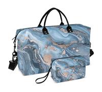 Un primer plano de un patrón abstracto de mármol grande de viaje bolsa de viaje para fin de semana bolsa de entrenamiento con bolsa de aseo para senderismo impermeable, Un primer plano de un patrón