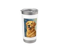 Un retrato de Golden Retriever en Van Gogh Art Style Dog Lovers Vaso térmico de acero inoxidable de doble pared
