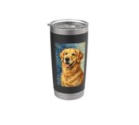 Un retrato de Golden Retriever en Van Gogh Art Style Dog Lovers Vaso térmico de acero inoxidable de doble pared
