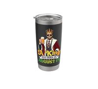 Un Rey Nació En Agosto 14 Feliz Cumpleaños Para Mí Tu Leyenda Vaso térmico de acero inoxidable de doble pared
