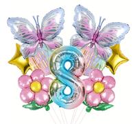 Un set de 9 globos de mariposas con números del 1 al 9, perfectos para decorar fiestas de , Halloween y Navidad.