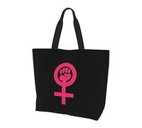 Un símbolo del feminismo Bolso de lona ligero para mujer Bolsa de compras reutilizable Negro