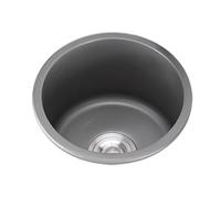 un tanque de acero inoxidable, Mini fregadero individual 304SS, gris, 28-45cm, con desbordamiento de drenaje for caravana, barra RV, debajo del soporte superior(Ø 40cm)