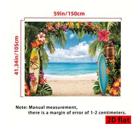 Un telón de 2D de 1 pieza que mide 8X6 pies con una de playa hawaiana con flores , y cielo, adecuado para fiestas sin electricidad, para despedidas de soltera, , inauguraciones de , aniversarios