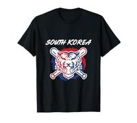 Un Tigre con Bates de béisbol Cruzados Orgullo de Corea del Sur Camiseta