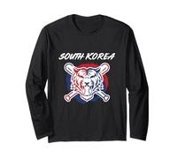 Un Tigre con Bates de béisbol Cruzados Orgullo de Corea del Sur Manga Larga