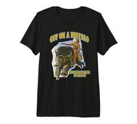 Un tío en un búfalo golpea a Ese Puma en la Cara Retro Western Camiseta Premium