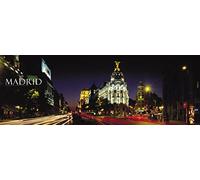 UN TOQUE DE ELEGANCIA. Póster panorámico de la ciudad de MADRID (España - Spain): “Edificio Metrópolis y Calle de Alcalá” (100cmx35cm).