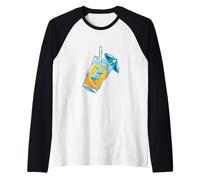 Un Vaso de Jugo de Naranja Fresco con Paraguas y Helado Camiseta Manga Raglan