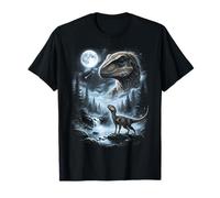 Un velocirraptor Aullando en la Luna: Dinosaurio Retro de los 90 Camiseta