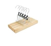 Un Vestido con un Clip y un Estante de Pantalones Wooden Clamp Hangers For Pants Skirts and Hair Extensions 6 Pcs Multicolor(Wooden)