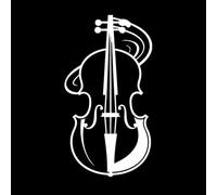 Un violonchelo vibrante con un diseño de nota musical estilizada perfecto Calcomanías de pared 54.4x101cm Varios tamaños Blanco