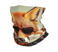 Un zorro con gafas de sol y una chaqueta de cuero estampada para la cabeza, pasamontañas, cara, cuello, bufanda, máscara, polainas para el cuello, para hombres y mujeres, color blanco