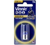 Una (1) batería alcalina Vinnic 11a L1016 de 6 V embalada en blíster - Se utiliza en timbres, mandos a distancia de llave de coche, encendedores y muchas otras aplicaciones
