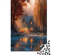 Una acogedora casa de Piedra, Elegantes sauces llorones 38x26cm/1000pcs Puzzle Adecuado para Adultos Y Multitud Mayores De 14 Años