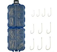 Una amplia selección de anzuelos de acero al carbono está en este kit de pesca esencial diseñado para pescadores dedicados