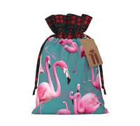 Una bandada de flamencos con estampado de moda, pequeña bolsa de almacenamiento con cordón, ligera y hermosa para varios festivales
