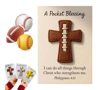 Una bendición de bolsillo, edición cruzada de béisbol, fútbol, sóftbol, 2026, mini abrazo de bolsillo con tarjeta de buena suerte, regalos de aliento temáticos deportivos para atletas cristianos