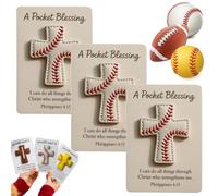 Una bendición de bolsillo, edición cruzada de béisbol, fútbol, sóftbol, mini abrazo de bolsillo con tarjeta de verso, regalos de aliento temáticos deportivos para atletas cristianos (3 piezas, blanco)