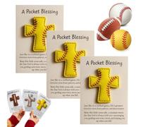Una bendición de bolsillo, edición cruzada de béisbol, fútbol, sóftbol, mini abrazo de bolsillo con tarjeta de verso, regalos de aliento temáticos deportivos para atletas cristianos (3 piezas