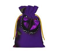 Una bolsa de caramelos de Navidad con estampado de mariposa de ciruela morada, con cordón, bolsas de Navidad, bolsas reutilizables para envolver regalos de fiesta