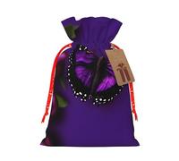 Una bolsa de caramelos de Navidad con estampado de mariposa de ciruela morada, con cordón, bolsas de Navidad, bolsas reutilizables para envolver regalos de fiesta