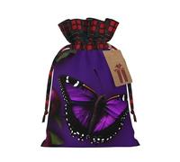 Una bolsa de regalo reutilizable con cordón de mariposa de ciruela morada para vacaciones y ocasiones especiales