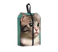 Una bolsa de zapatos de gato curioso para viajes, organizador de zapatos impermeable para maleta, bolsa de almacenamiento 3 en 1 para entrenadores de gimnasio