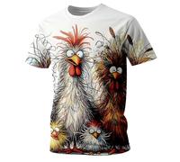 Una camiseta de manga corta con estampado de animales para el día a día informal para hombre con cuello redondo y ajuste que realza la figura, Blanco, M