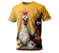 Una camiseta de manga corta con estampado de animales para el día a día informal para hombre con cuello redondo y ajuste que realza la figura, amarillo, M