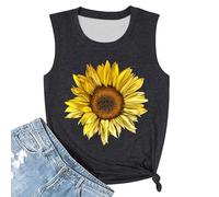 Una Camiseta sin Mangas Estampada de Cuello Redondo, Moderna e Informal para Mujer, bajo, poliéster, Transpirable y Fluido, Ideal Yoga, otoño Estampado/g