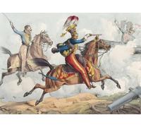 Una carga de caballería contra la artillería en una batalla del siglo XIX. Después de una obra de Henry Alkin publicada en Londres 1824. Póster impreso por Ken Welsh (17 x 12)