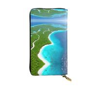 Una cartera de cuero con cremallera de isla en el océano, bolsa de mano de 7.5 x 4.1 pulgadas de largo, múltiples compartimentos y gran capacidad, un buen regalo para amigos