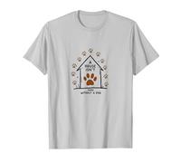 Una casa no está en casa sin un Arte de Huellas de Perro Camiseta, Hombre, Plata, XL