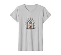 Una casa no está en casa sin un Arte de Huellas de Perro Camiseta, Mujer, Plata, XS