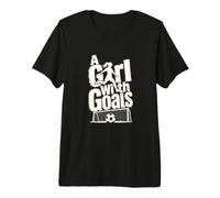 Una Chica con goles Chicas Portero de fútbol Camiseta Premium