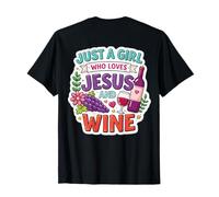 Una Chica Que ama a Jesús y Amante del Vino Mujer Cristiana Cristo Camiseta