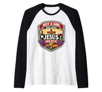 Una Chica Que ama a Jesús y Amante del Vino Mujer Cristiana Cristo Camiseta Manga Raglan